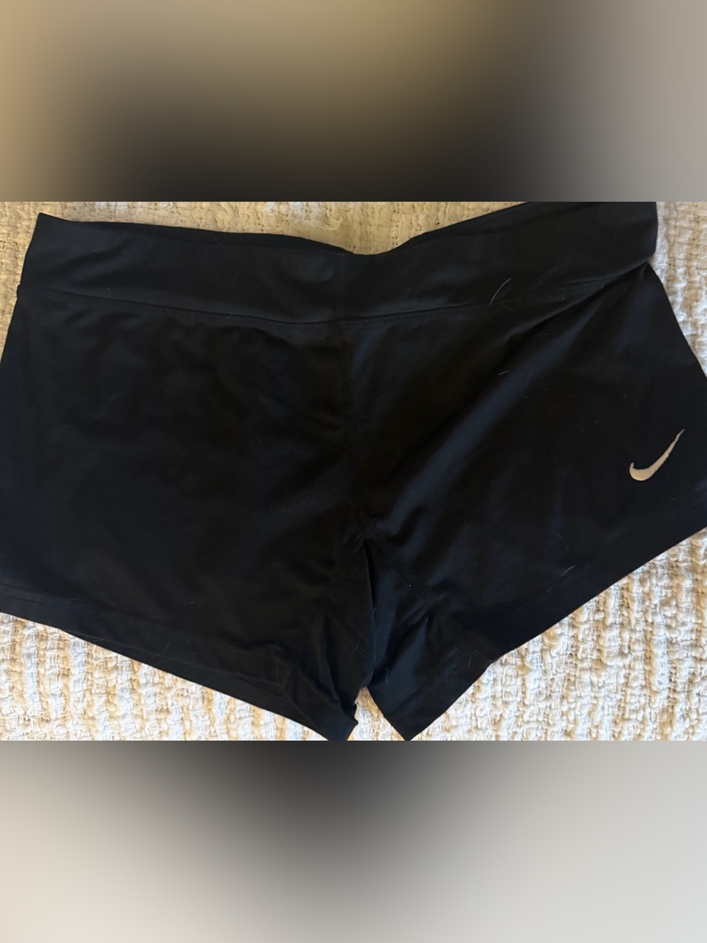 Nike Black Athletic Running Shorts with White Swoosh